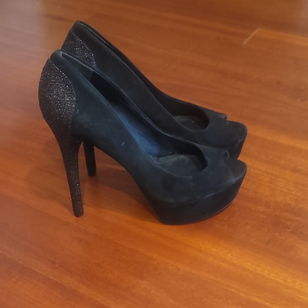 Brian Atwood Elegant Black Peep-Toe Heels